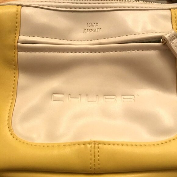 Isaac Mizrahi Chubb Cosmetics Bag, Yellow And Cream Color - Picture 2 of 6